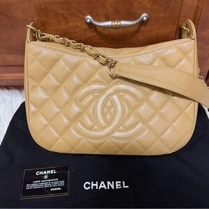 Chanel Beige Quilted Shoulder Bag